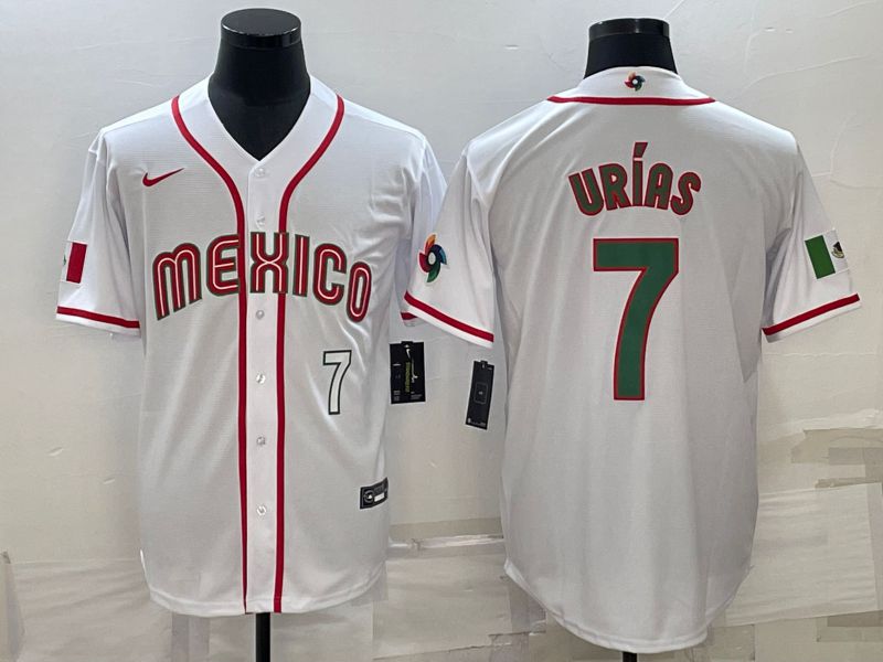 Men 2023 World Cub Mexico #7 Urias White Nike MLB Jersey4